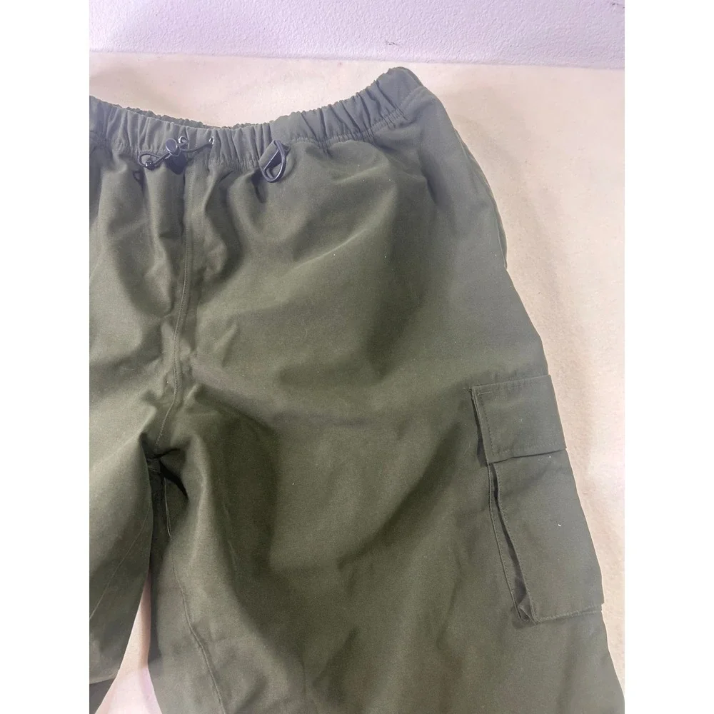 Olive Green Outdoor‎ Cargo Pants Elastic Waist Drawstring D-Ring Hiking Trousers